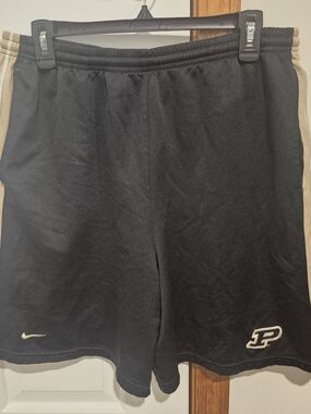Nike Purdue Black Athletic Shorts with Beige Side Stripes